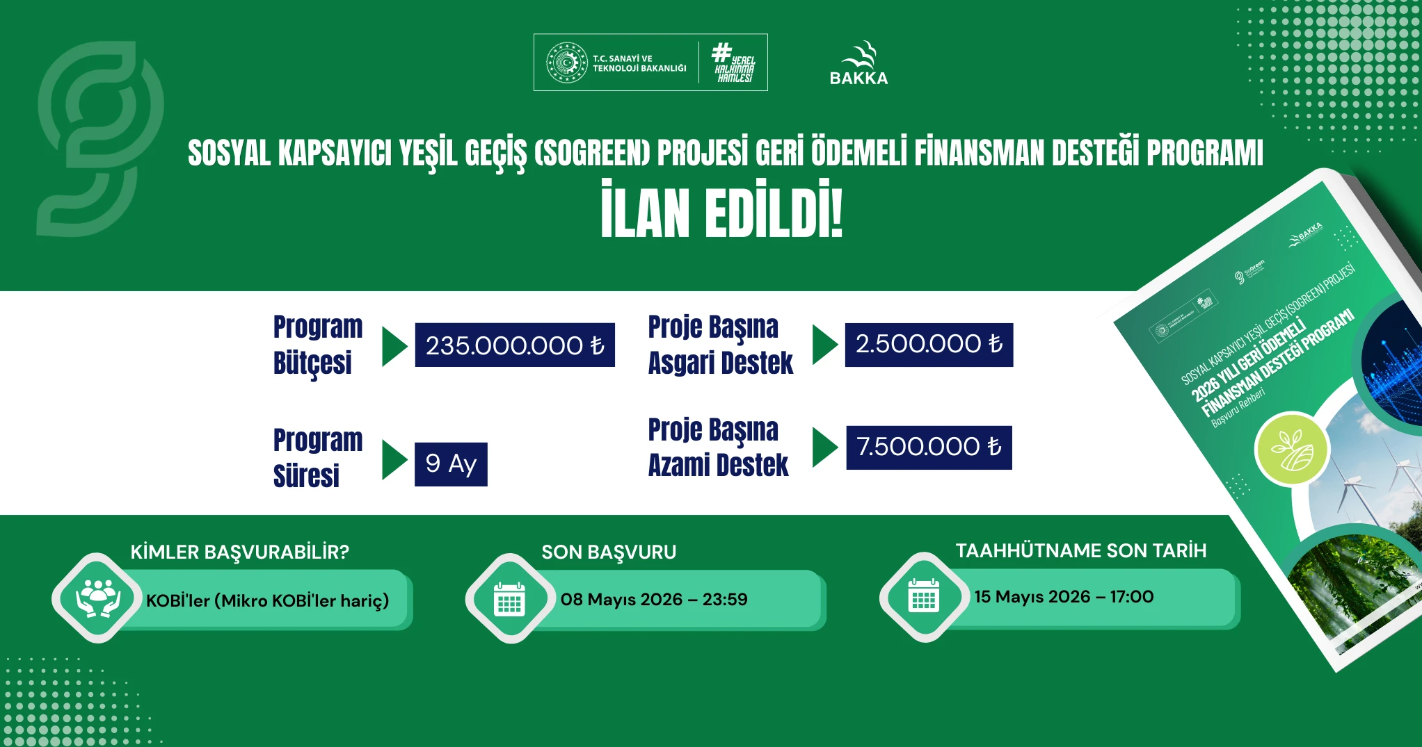 2026 Yılı SoGreen Geri Ödemeli Finansman Desteği Programı İlan Edildi